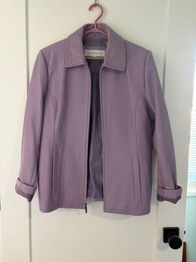 Liz Claiborne Lavender Leather Jacket - Women's Soft Purple Coat